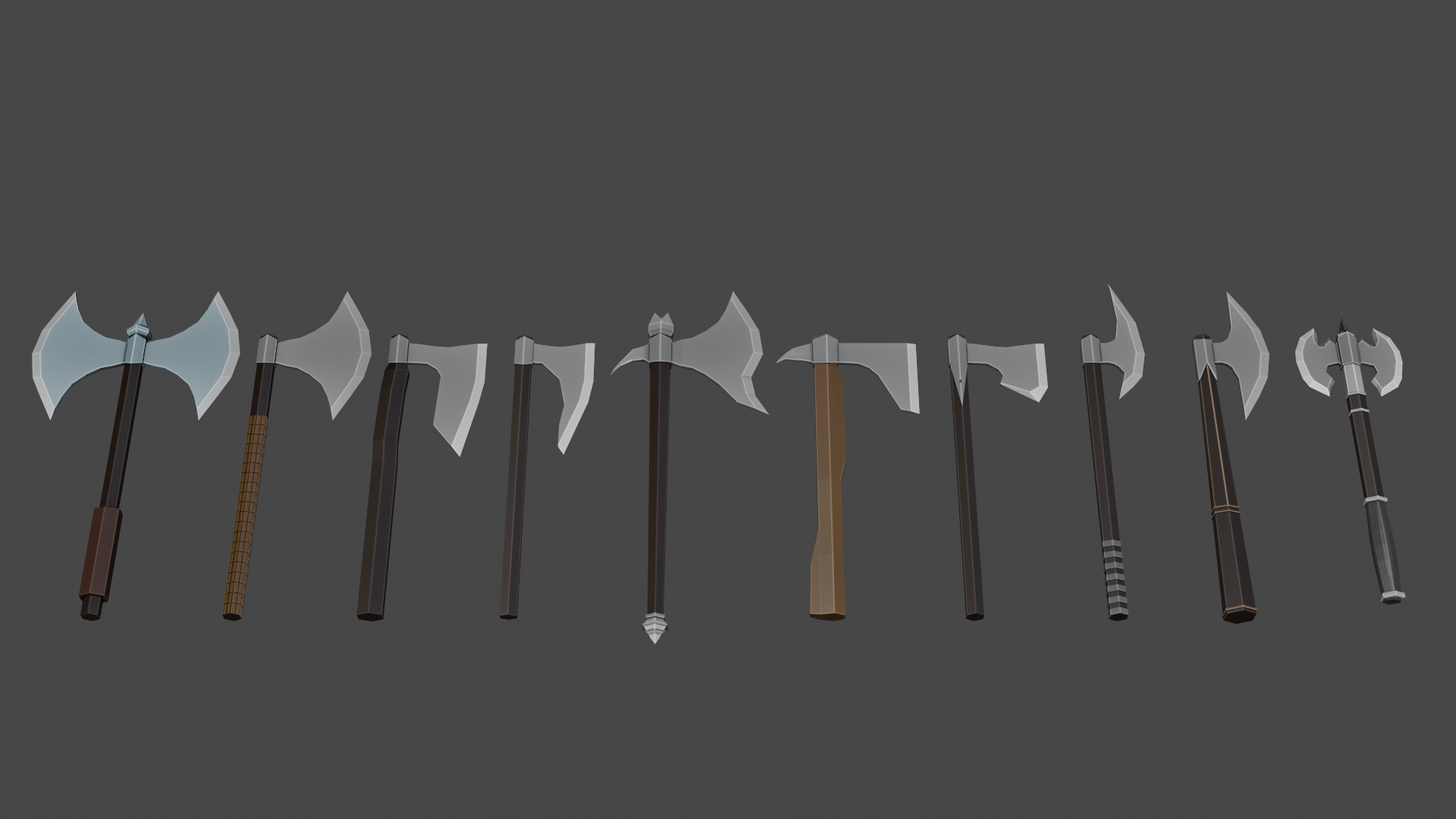 Low poly combat axes preview image 2